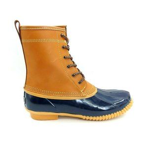 Lands End Womens 502426 Unlined Duck Boots Ankle Lace Up Hazelnut Brown 8B